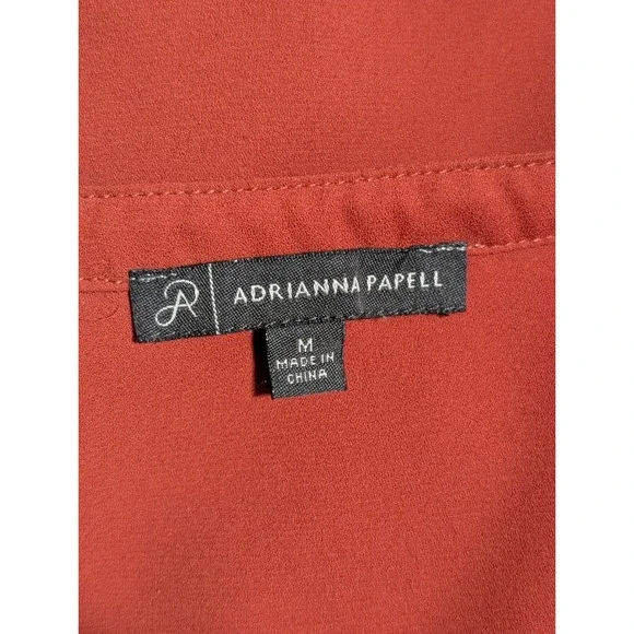 Adrianna Papell Blouse V-Neck Long Sleeve Casual Top Red Orange Size Medium - Picture 4 of 5